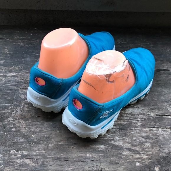 Skechers GOwalk 2 Women’s Aqua Blue Super Sock Sneakers Size 8.5 - Picture 6 of 11